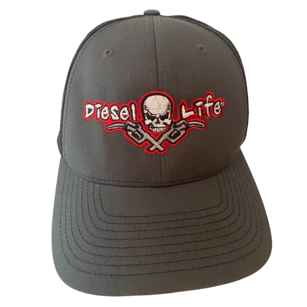 Osfa Diesel Life Trucker Hat Richardson Style 112 Gray:Black/Red